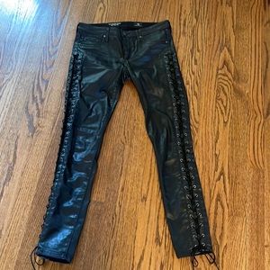 Super sexy coated wax jeans 8” rise in front back 11” 28” inseam